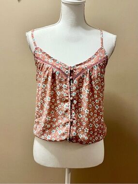 Sienna Sky Pink Floral Print Cami Tank Top Size Small